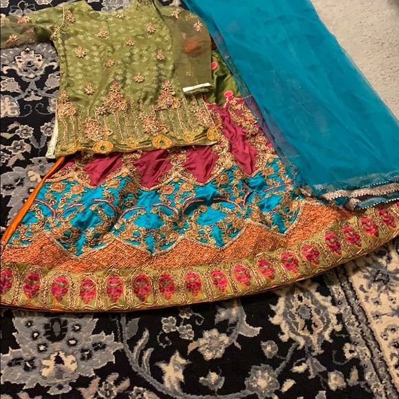 Stunning kids fancy lehenga three piece suit - Picture 3 of 8